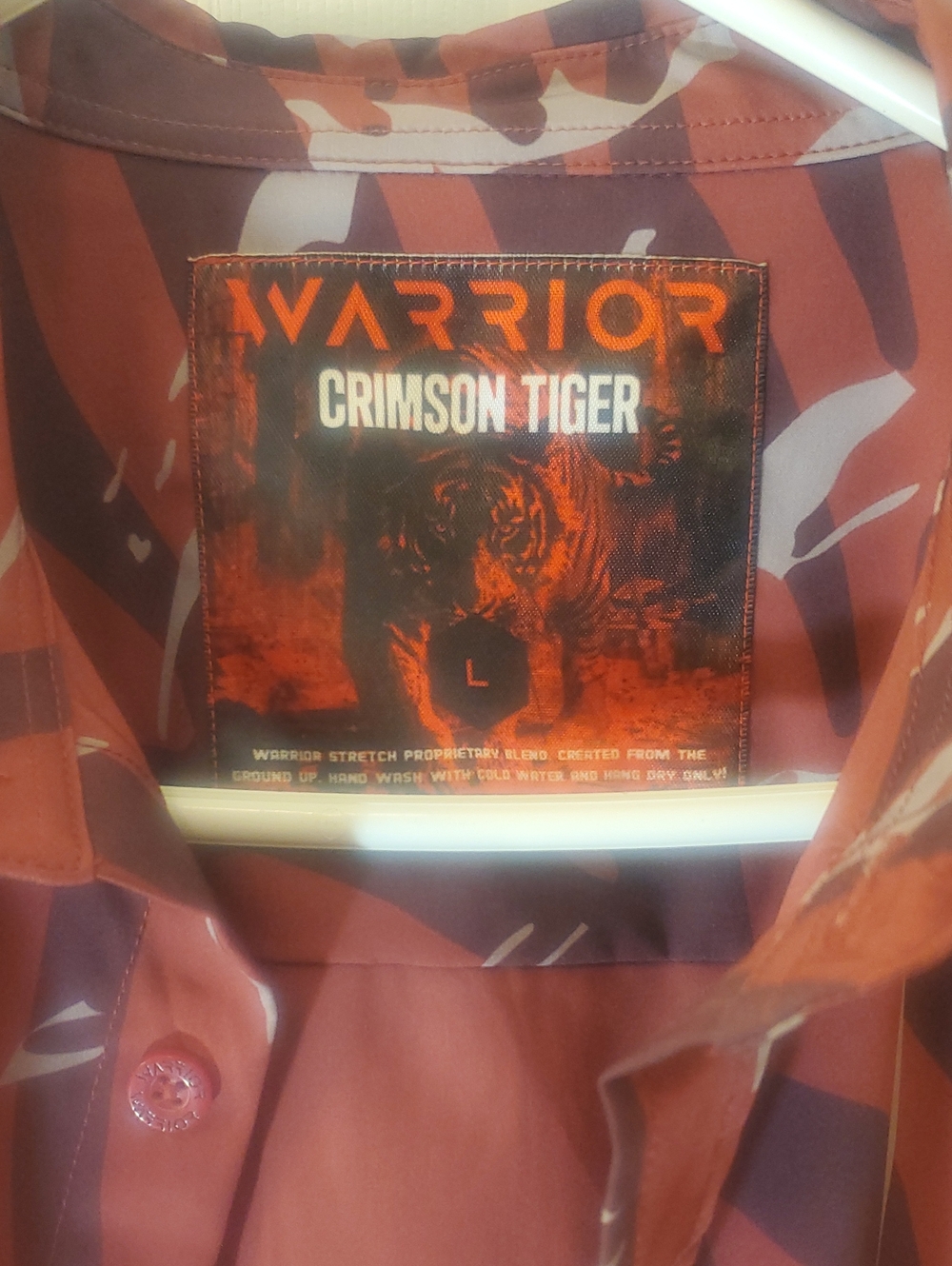 Warrior Crimson Tiger Button-Up Shirt in Rust Camouflage Large